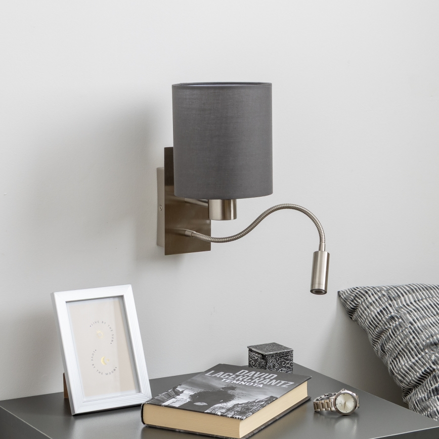 Brilagi - LED Joustava seinävalaisin NUBILA 1xE27/25W/230V + LED/3W mattakromi/antrasiitti
