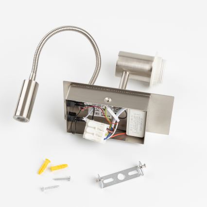 Brilagi - LED Joustava seinävalaisin NUBILA 1xE27/25W/230V + LED/3W mattakromi/harmaa