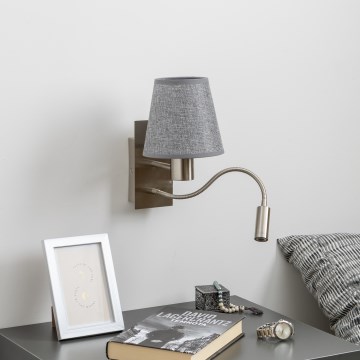 Brilagi - LED Joustava seinävalaisin NUBILA 1xE27/25W/230V + LED/3W mattakromi/harmaa