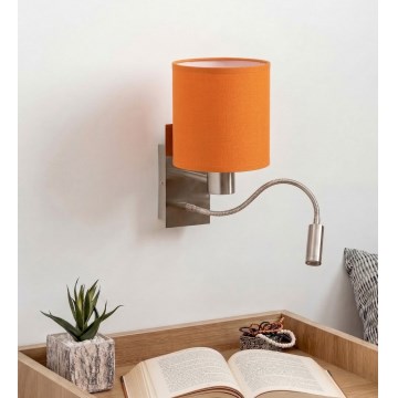 Brilagi - LED-joustava seinävalaisin NUBILA 1xE27/25W/230V + LED/3W mattakromi/oranssi