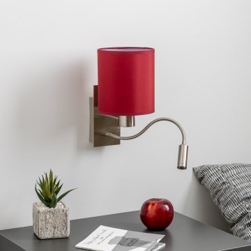 Brilagi - LED Joustava seinävalaisin NUBILA 1xE27/25W/230V + LED/3W mattakromi/Pompeilainen punainen