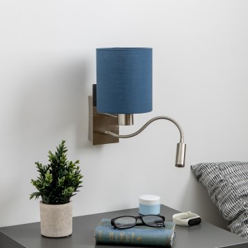 Brilagi - LED Joustava seinävalaisin NUBILA 1xE27/25W/230V + LED/3W mattakromi/tummansininen