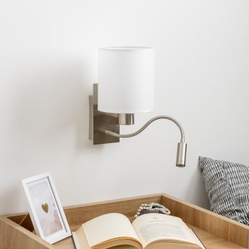 Brilagi - LED Joustava seinävalaisin NUBILA 1xE27/25W/230V + LED/3W mattakromi/valkoinen