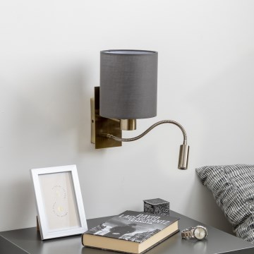 Brilagi - LED Joustava seinävalaisin NUBILA 1xE27/25W/230V + LED/3W messinki/antrasiitti