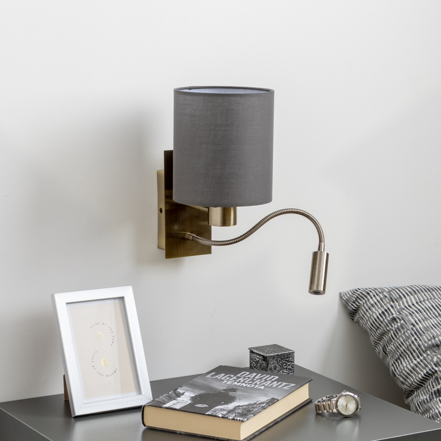 Brilagi - LED Joustava seinävalaisin NUBILA 1xE27/25W/230V + LED/3W messinki/antrasiitti