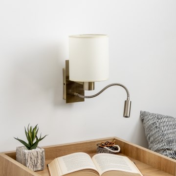 Brilagi - LED Joustava seinävalaisin NUBILA 1xE27/25W/230V + LED/3W messinki/kerma