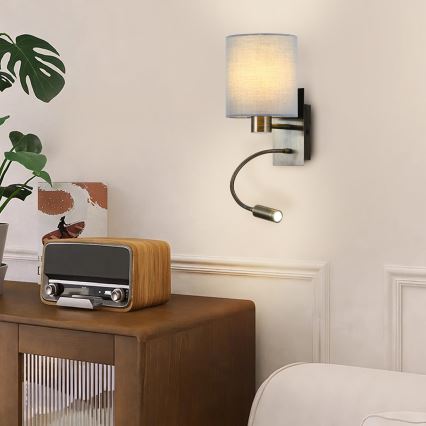 Brilagi - LED Joustava seinävalaisin NUBILA 1xE27/25W/230V + LED/3W messinki/kerma