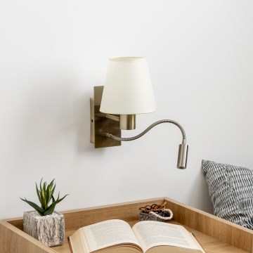 Brilagi - LED Joustava seinävalaisin NUBILA 1xE27/25W/230V + LED/3W messinki/kerma