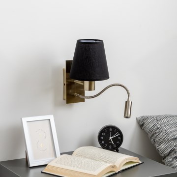 Brilagi - LED Joustava seinävalaisin NUBILA 1xE27/25W/230V + LED/3W messinki/musta