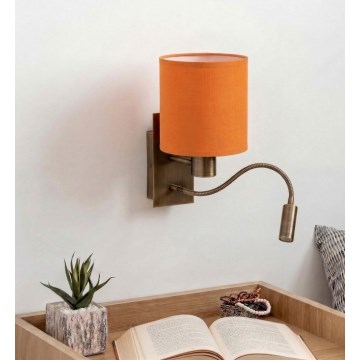 Brilagi - LED-joustava seinävalaisin NUBILA 1xE27/25W/230V + LED/3W messinki/oranssi