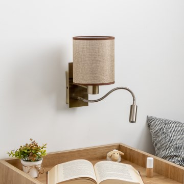 Brilagi - LED Joustava seinävalaisin NUBILA 1xE27/25W/230V + LED/3W messinki/ruskea