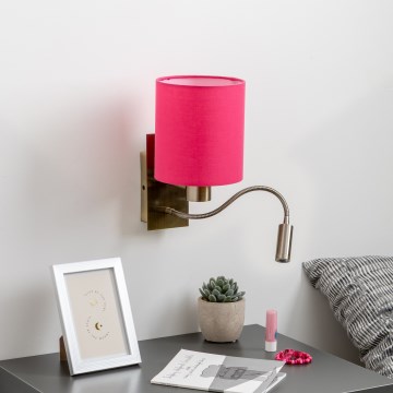 Brilagi - LED Joustava seinävalaisin NUBILA 1xE27/25W/230V + LED/3W messinki/vaaleanpunainen