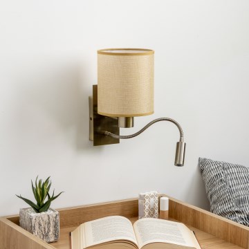 Brilagi - LED Joustava seinävalaisin NUBILA 1xE27/25W/230V + LED/3W messinki/vaaleanruskea