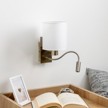 Brilagi - LED Joustava seinävalaisin NUBILA 1xE27/25W/230V + LED/3W messinki/valkoinen