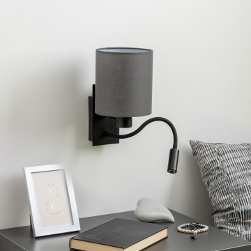 Brilagi - LED Joustava seinävalaisin NUBILA 1xE27/25W/230V + LED/3W musta/antrasiitti