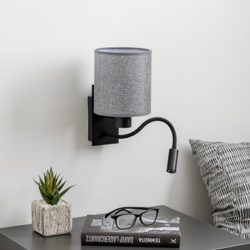 Brilagi - LED Joustava seinävalaisin NUBILA 1xE27/25W/230V + LED/3W musta/harmaa