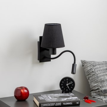 Brilagi - LED Joustava seinävalaisin NUBILA 1xE27/25W/230V + LED/3W musta