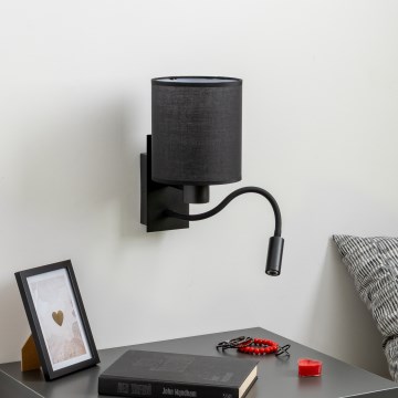 Brilagi - LED Joustava seinävalaisin NUBILA 1xE27/25W/230V + LED/3W musta