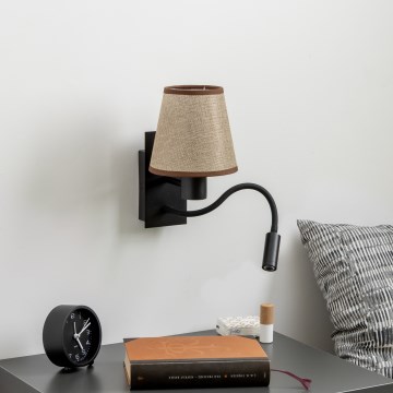 Brilagi - LED Joustava seinävalaisin NUBILA 1xE27/25W/230V + LED/3W musta/ruskea