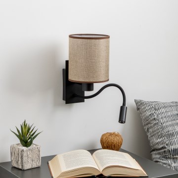 Brilagi - LED Joustava seinävalaisin NUBILA 1xE27/25W/230V + LED/3W musta/ruskea