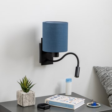 Brilagi - LED Joustava seinävalaisin NUBILA 1xE27/25W/230V + LED/3W musta/tummansininen