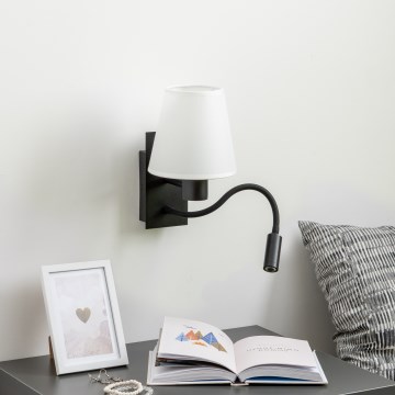 Brilagi - LED Joustava seinävalaisin NUBILA 1xE27/25W/230V + LED/3W musta/valkoinen