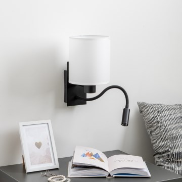 Brilagi - LED Joustava seinävalaisin NUBILA 1xE27/25W/230V + LED/3W musta/valkoinen