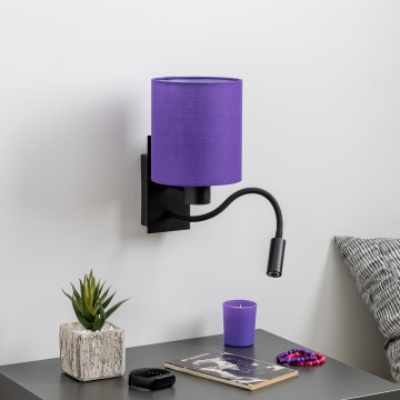 Brilagi - LED Joustava seinävalaisin NUBILA 1xE27/25W/230V + LED/3W musta/violetti