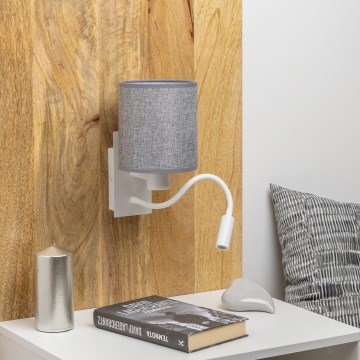 Brilagi - LED Joustava seinävalaisin NUBILA 1xE27/25W/230V + LED/3W valkoinen/harmaa