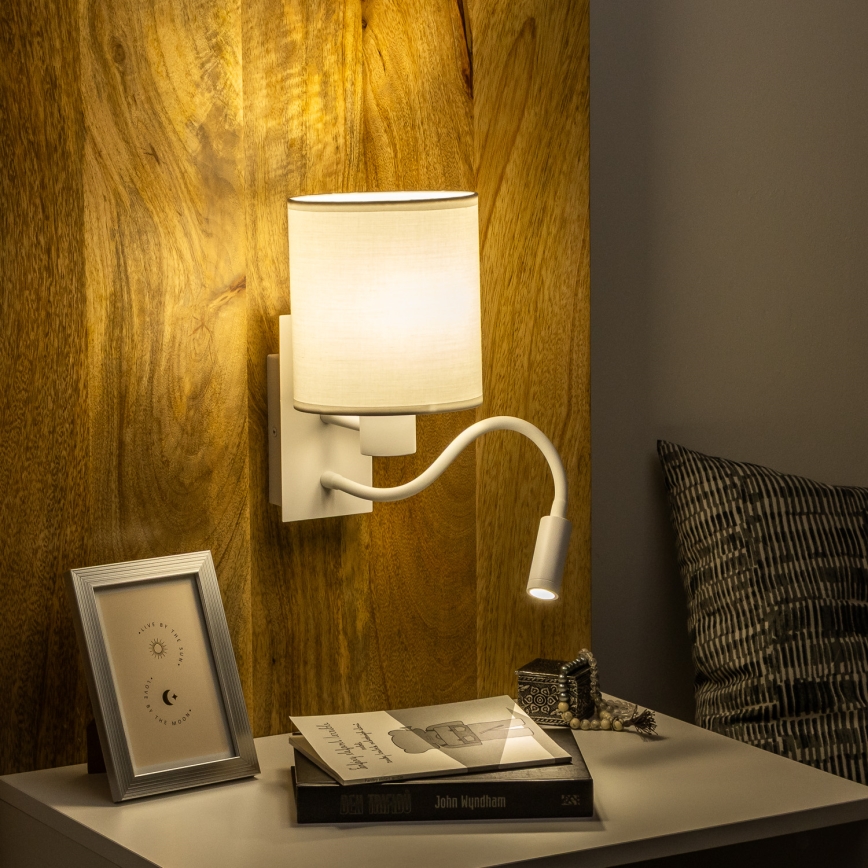 Brilagi - LED Joustava seinävalaisin NUBILA 1xE27/25W/230V + LED/3W valkoinen