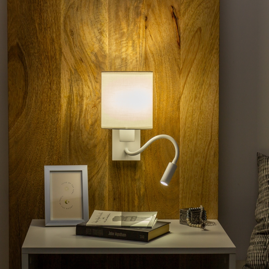 Brilagi - LED Joustava seinävalaisin NUBILA 1xE27/25W/230V + LED/3W valkoinen