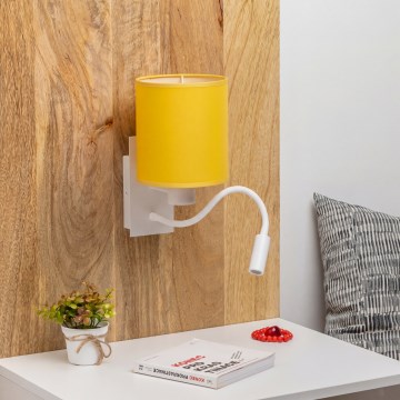 Brilagi - LED-joustava seinävalaisin NUBILA 1xE27/25W/230V + LED/3W valkoinen/keltainen