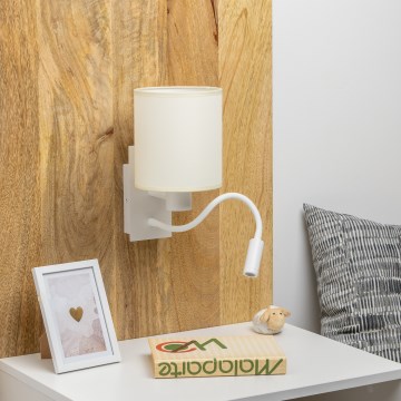 Brilagi - LED Joustava seinävalaisin NUBILA 1xE27/25W/230V + LED/3W valkoinen/kerma