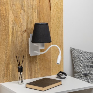 Brilagi - LED Joustava seinävalaisin NUBILA 1xE27/25W/230V + LED/3W valkoinen/musta