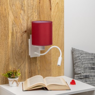 Brilagi - LED Joustava seinävalaisin NUBILA 1xE27/25W/230V + LED/3W valkoinen/Pompeilainen punainen