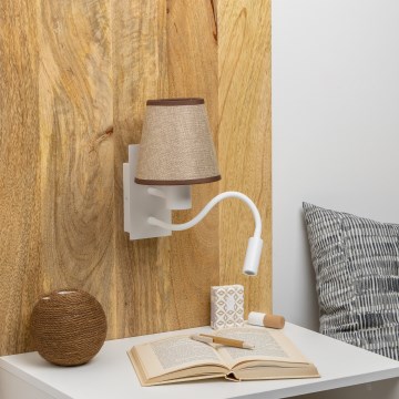 Brilagi - LED Joustava seinävalaisin NUBILA 1xE27/25W/230V + LED/3W valkoinen/ruskea