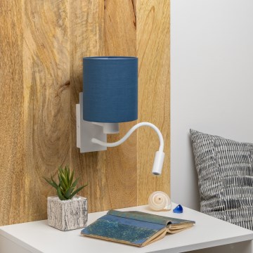 Brilagi - LED Joustava seinävalaisin NUBILA 1xE27/25W/230V + LED/3W valkoinen/tummansininen