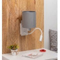 Brilagi - LED-joustava seinävalaisin NUBILA 1xE27/25W/230V + LED/3W valkoinen/vaaleanharmaa