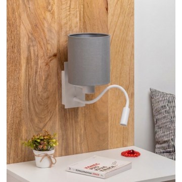 Brilagi - LED-joustava seinävalaisin NUBILA 1xE27/25W/230V + LED/3W valkoinen/vaaleanharmaa
