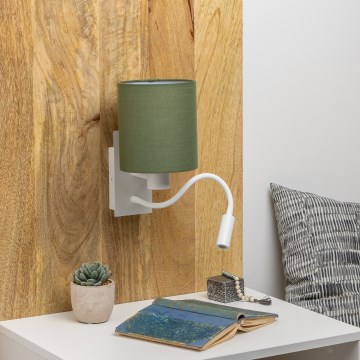 Brilagi - LED Joustava seinävalaisin NUBILA 1xE27/25W/230V + LED/3W valkoinen/vihreä