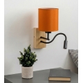 Brilagi - LED-joustava seinävalaisin NUBILA WOOD 1x E27/25W/230V + LED/3W tammi/musta/oranssi