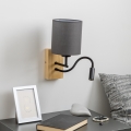 Brilagi - LED Joustava seinävalaisin NUBILA WOOD 1xE27/25W/230V + LED/3W tammi/antrasiitti