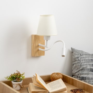 Brilagi - LED Joustava seinävalaisin NUBILA WOOD 1xE27/25W/230V + LED/3W tammi/kerma