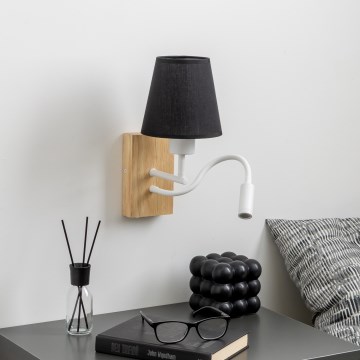 Brilagi - LED Joustava seinävalaisin NUBILA WOOD 1xE27/25W/230V + LED/3W tammi/musta
