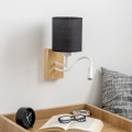 Brilagi - LED Joustava seinävalaisin NUBILA WOOD 1xE27/25W/230V + LED/3W tammi/musta