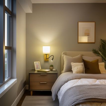 Brilagi - LED Joustava seinävalaisin NUBILA WOOD 1xE27/25W/230V + LED/3W tammi/musta/kerma