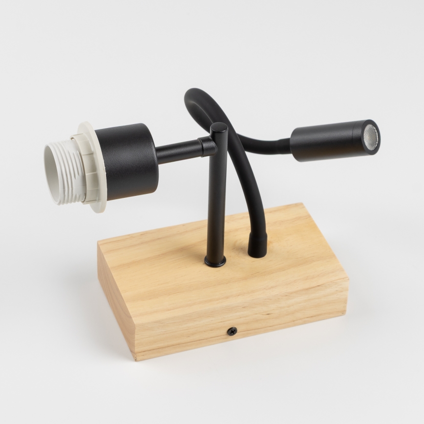 Brilagi - LED Joustava seinävalaisin NUBILA WOOD 1xE27/25W/230V + LED/3W tammi/musta/kerma