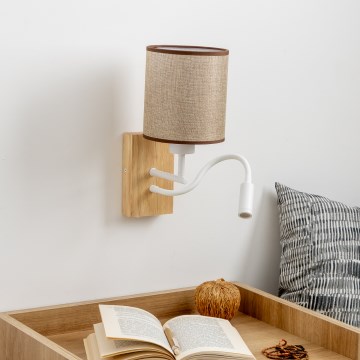 Brilagi - LED Joustava seinävalaisin NUBILA WOOD 1xE27/25W/230V + LED/3W tammi/ruskea