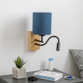 Brilagi - LED Joustava seinävalaisin NUBILA WOOD 1xE27/25W/230V + LED/3W tammi/tummansininen