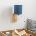 Brilagi - LED Joustava seinävalaisin NUBILA WOOD 1xE27/25W/230V + LED/3W tammi/tummansininen